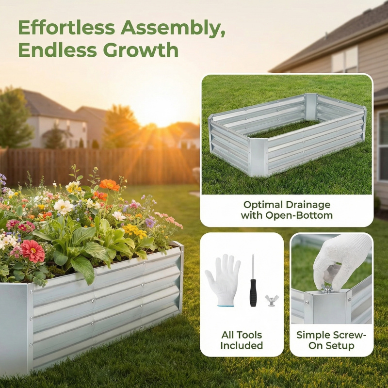 Jardinera Grande sin Fondo, Ga - Gardening Tools Box reseña y precio