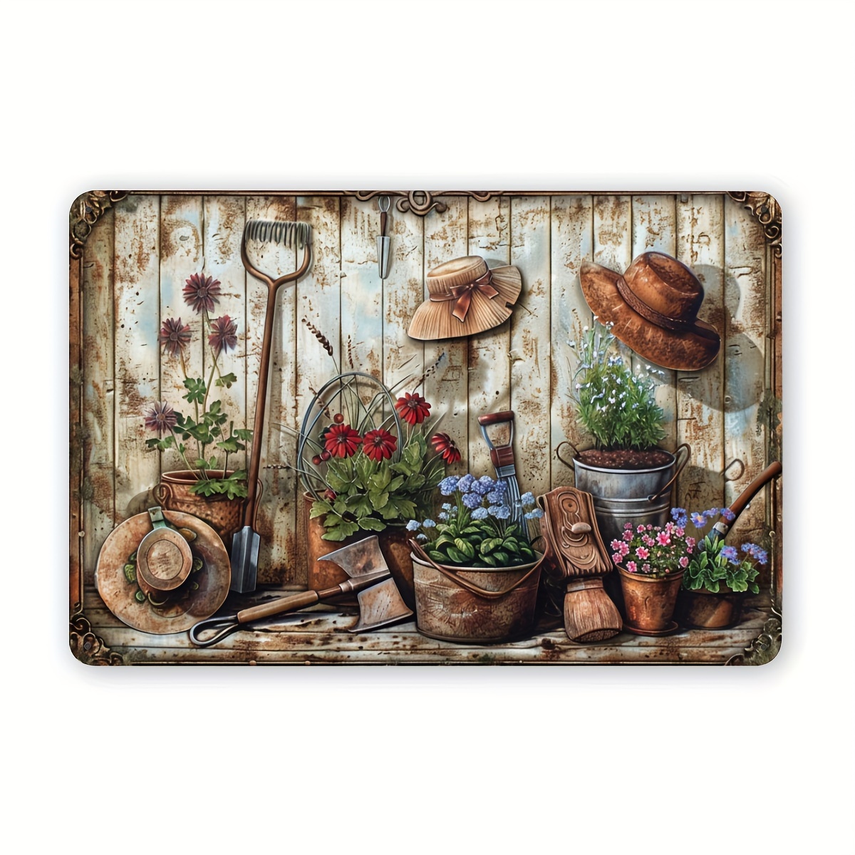 Letrero Decorativo de Metal co - Gardening Tools Vintage reseña y precio