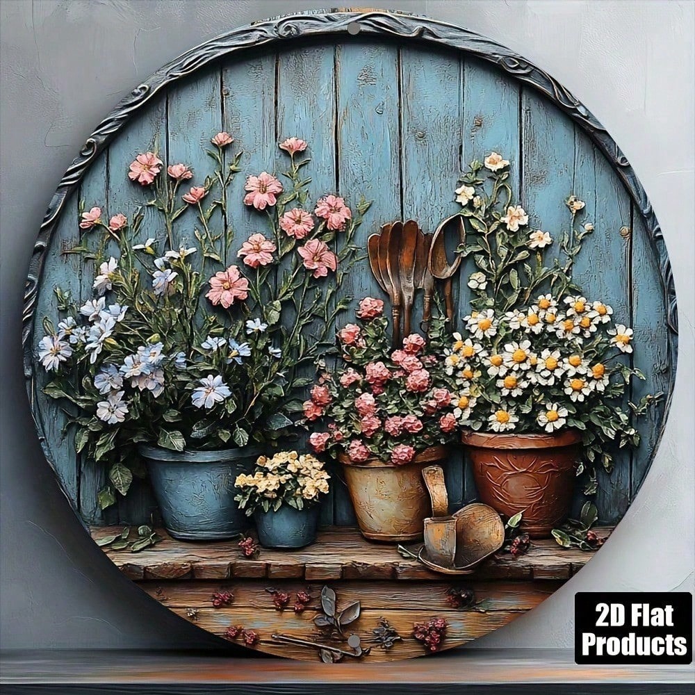 Arte de Pared Redondo de Alumi - Gardening Tools Vintage reseña y precio