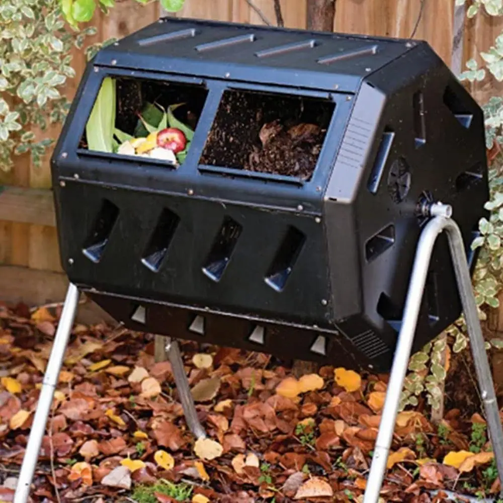 Compostador giratorio de doble - Compost Bin reseña y precio